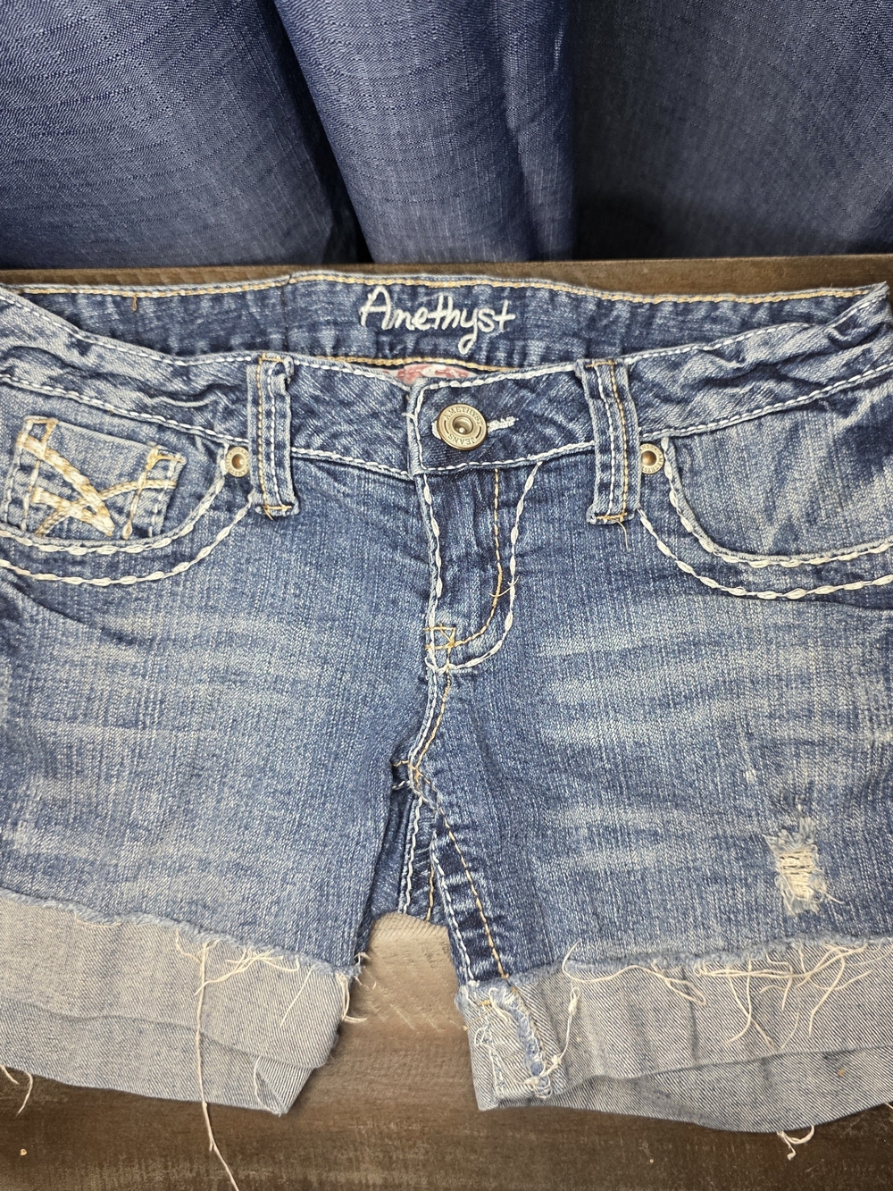Y2K Amethyst Denim Cutoff Shorts - Medium Blue